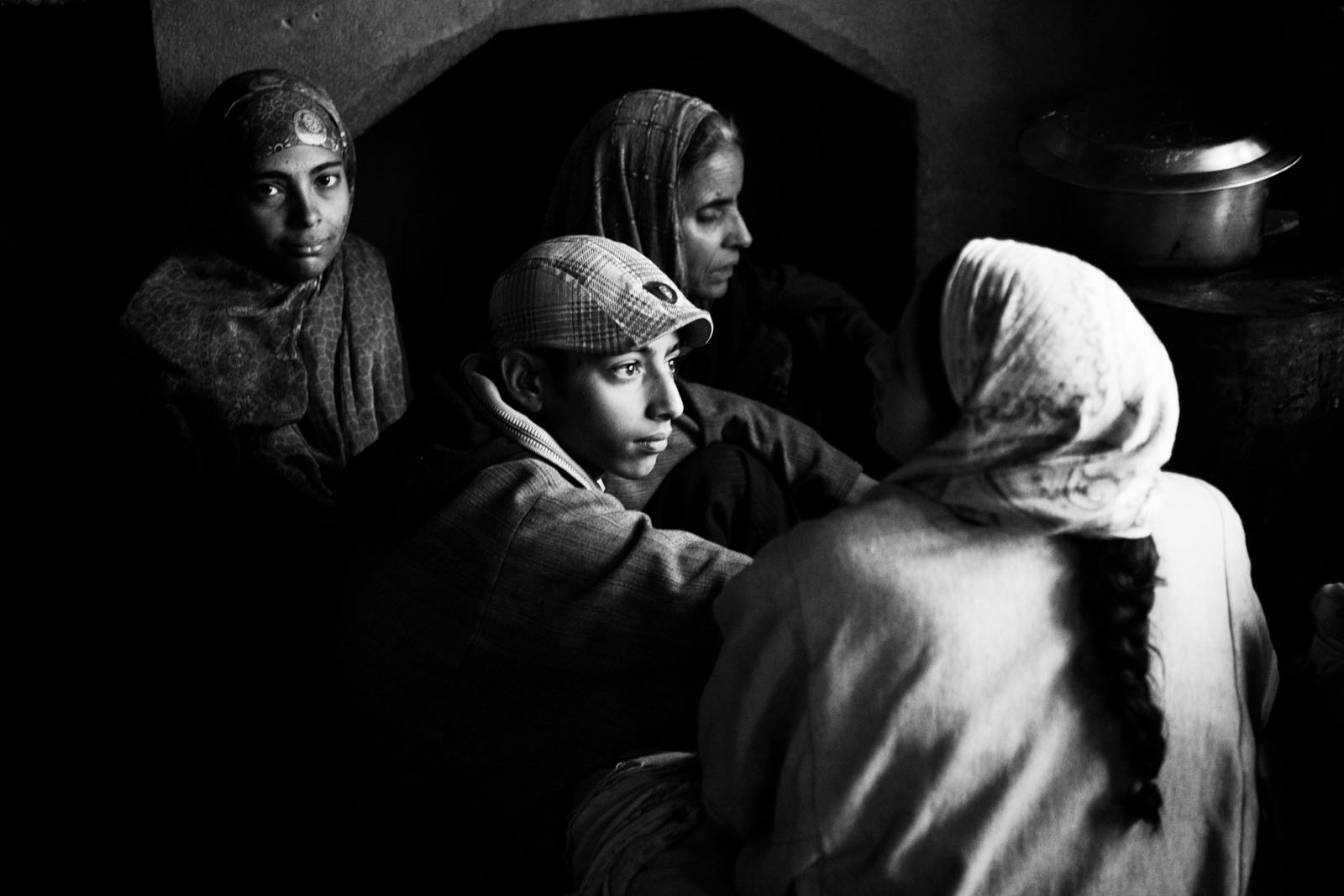 A family and neighbours in Khudhalem, north Kashmir